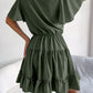 Tie Neck Tiered Flutter Sleeve Mini Dress