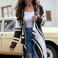 Woven Right Striped Open Front Hooded Cardigan