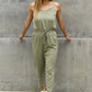 ODDI Full Size Textured Woven Jumpsuit in Sage