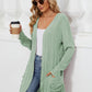 Pocketed Open Front Long Sleeve Cardigan