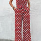 Polka Dot Grecian Wide Leg Jumpsuit