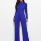 Long Sleeve Mock Neck Wide Leg Jumpsuit