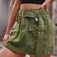 High Waist Denim Cargo Shorts