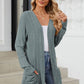 Pocketed Open Front Long Sleeve Cardigan