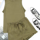 Round Neck Tank and Shorts Lounge Set