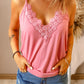 Full Size Lace Trim V-Neck Cami Top