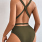 Tied Crisscross Wide Strap One-Piece Swimwear