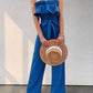 Ruffled Tie Waist Tube Jumpsuit