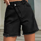 Buttoned Raw Hem Denim Shorts