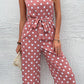 Polka Dot Grecian Wide Leg Jumpsuit