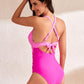 Crisscross Cutout V-Neck One-Piece Swimwear