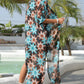 Floral Slit Half Sleeve Cover-Up