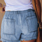 Pocketed Frayed Denim Shorts