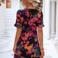 Printed Flounce Sleeve Tied Dress