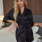 Fringe Detail Belted Half Sleeve Robe