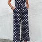 Polka Dot Grecian Wide Leg Jumpsuit