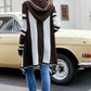 Woven Right Striped Open Front Hooded Cardigan