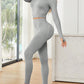 Mock Neck Long Sleeve Top and Leggings Active Set