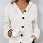 Drawstring Button Up Hooded Cardigan