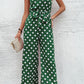 Polka Dot Grecian Wide Leg Jumpsuit