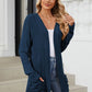 Pocketed Open Front Long Sleeve Cardigan