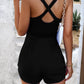 Crisscross Back Smocked Waist Cami Romper