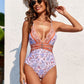 Printed Plunge One-Piece Swimwear and Cover-Up Set