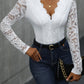 V-Neck Long Sleeve Lace Bodysuit