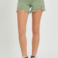 RISEN Mid Waist Frayed Hem Denim Shorts