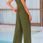 Mock Neck Sleeveless Wide Leg Jumpsuit