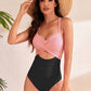 Crisscross Cutout V-Neck One-Piece Swimwear