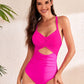 Crisscross Cutout V-Neck One-Piece Swimwear