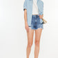 Kancan Distressed Raw Hem High Waist Denim Shorts