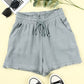 Drawstring Raw Hem Shorts with Pockets