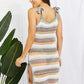 Striped Tie Shoulder Split Cover Up Dress