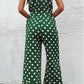 Polka Dot Grecian Wide Leg Jumpsuit