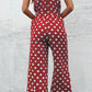 Polka Dot Grecian Wide Leg Jumpsuit