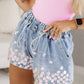 Rhinestone Drawstring Denim Shorts