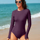 Round Neck Long Sleeve One-Piece Swimwear