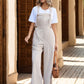 Tied Wide Leg Overalls with Pockets