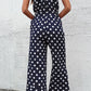 Polka Dot Grecian Wide Leg Jumpsuit