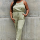 ODDI Full Size Textured Woven Jumpsuit in Sage