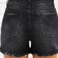 Raw Hem Distressed Denim Shorts with Pockets