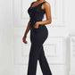 Button Detail Tie Waist Jumpsuit with Pockets