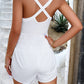 Crisscross Back Smocked Waist Cami Romper