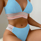 Contrast Textured High Cut Swim Set