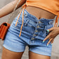 Button-Fly Denim Shorts with Pockets