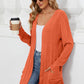 Pocketed Open Front Long Sleeve Cardigan