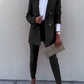 Lapel Collar Long Sleeve Blazer and Pants Set