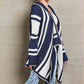 Woven Right Striped Open Front Hooded Cardigan